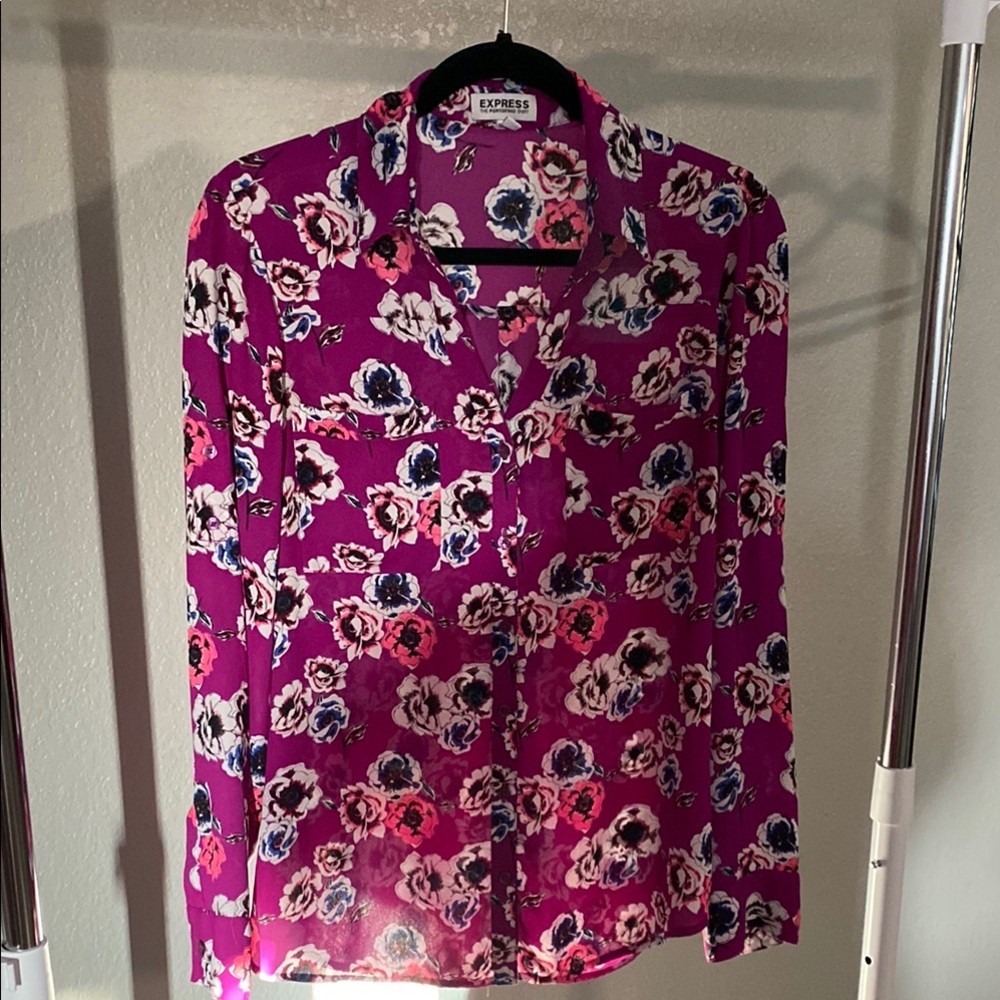 Express Floral Blouse in Vibrant Purple
